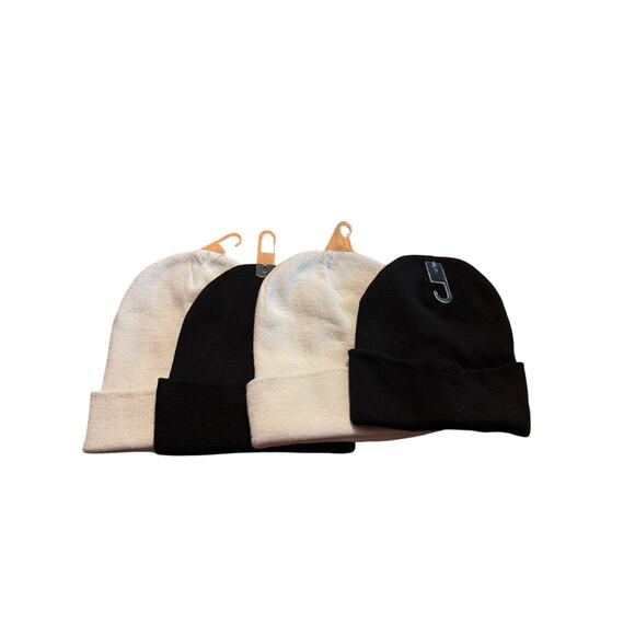 Wild Fable Beanies Unisex 4 pack 2 White 2 Black One Size New With Tags - Picture 3 of 3
